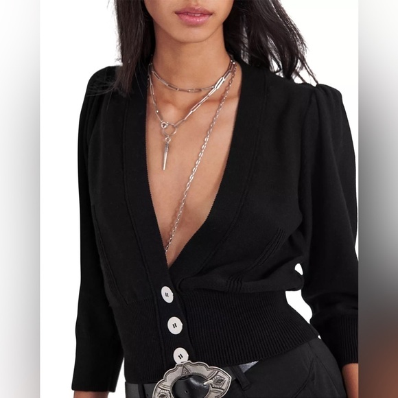 ba&amp;sh Ameo Cotton Cardigan in Black. Size S